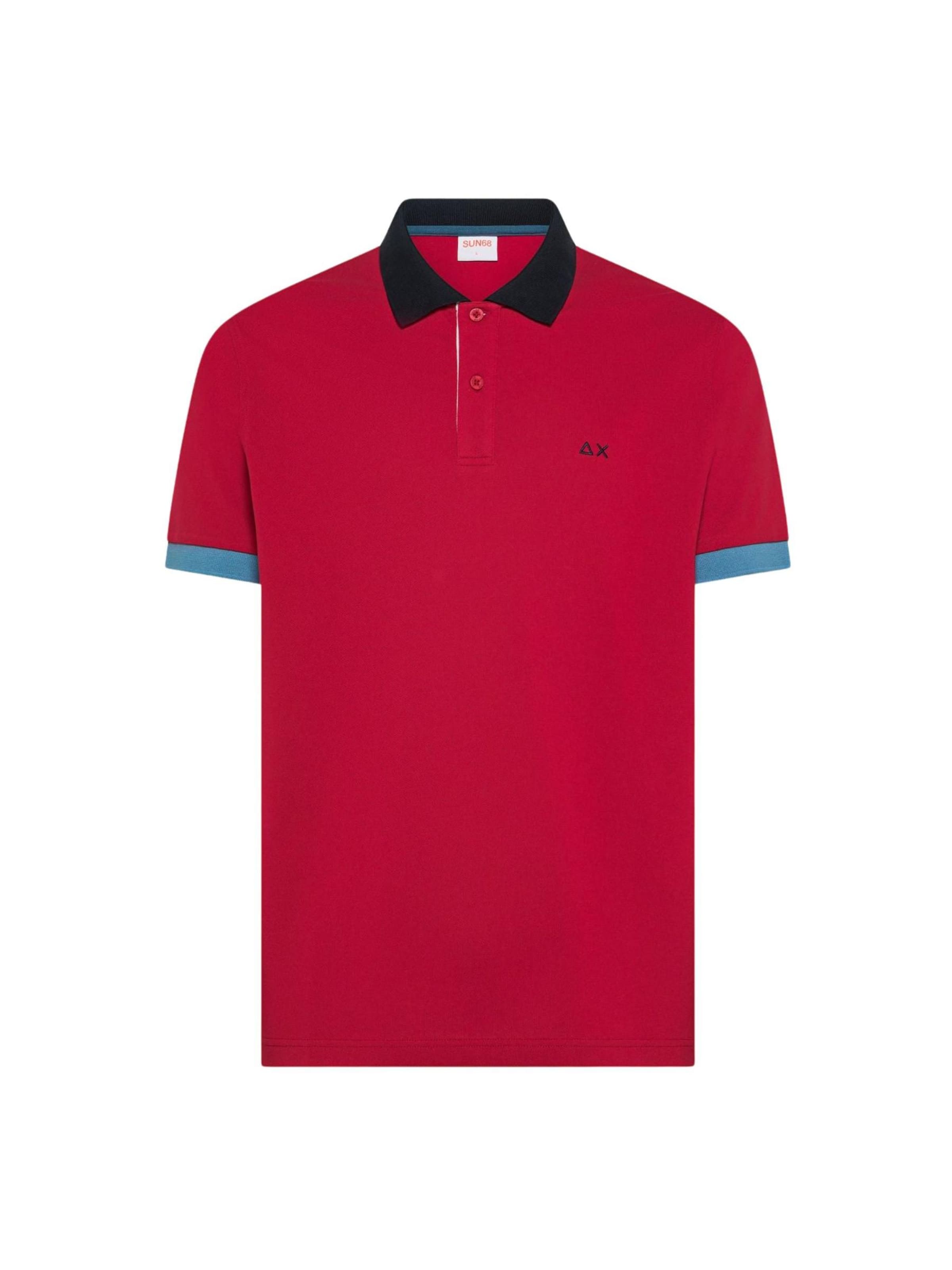 SUN68 Shirt 'SUN68 POLO 3 COLOR WAY S/S POLO' in Rood: voorkant