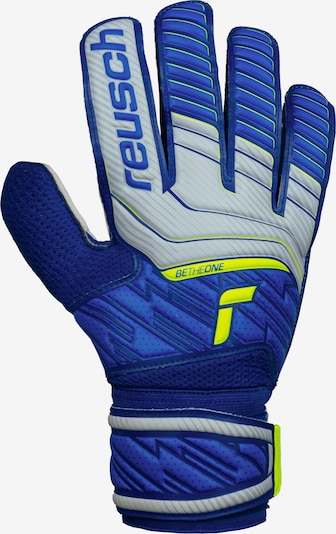 REUSCH Sporthandschoenen 'Attrakt Solid' in de kleur Blauw / Neongeel / Wit, Productweergave