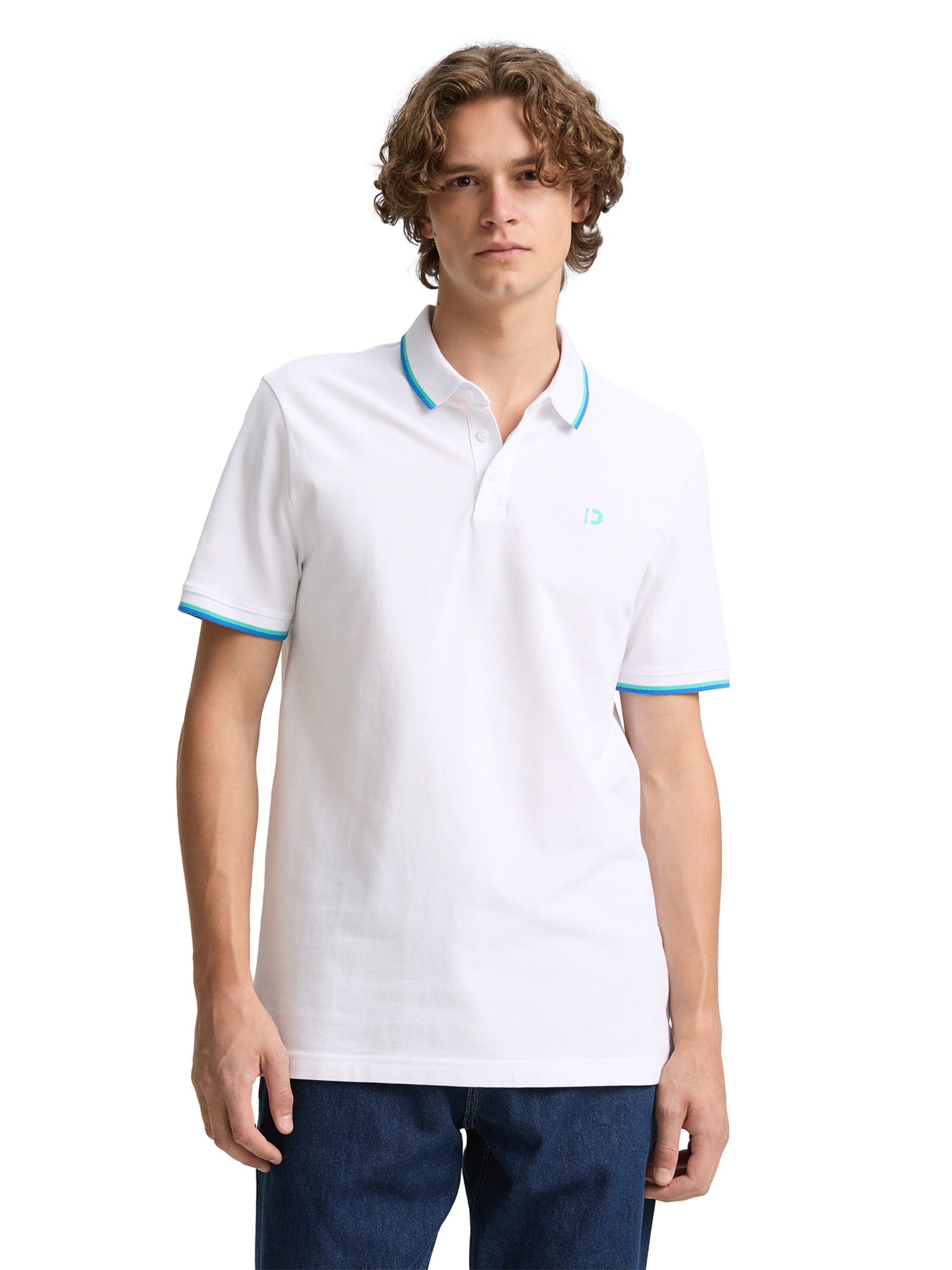 T-Shirt TOM TAILOR DENIM en blanc : devant