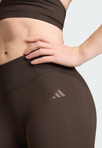 ADIDAS PERFORMANCE Skinny Workout Pants 'Essentials' in Brown