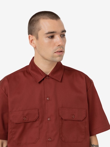 DICKIES Comfort fit Button Up Shirt 'WORK' in Red