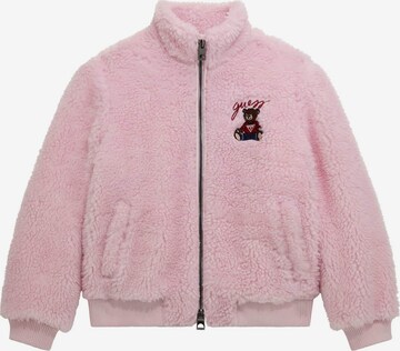 GUESS Zip-Up Hoodie in Pink: front