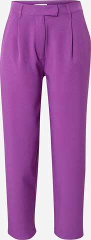 BZR Regular Pleat-Front Pants in Purple: front