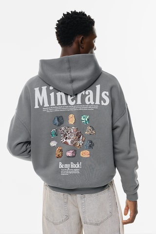 Pull&Bear Sweatshirt 'MINERALS' in Grau: Vorderseite