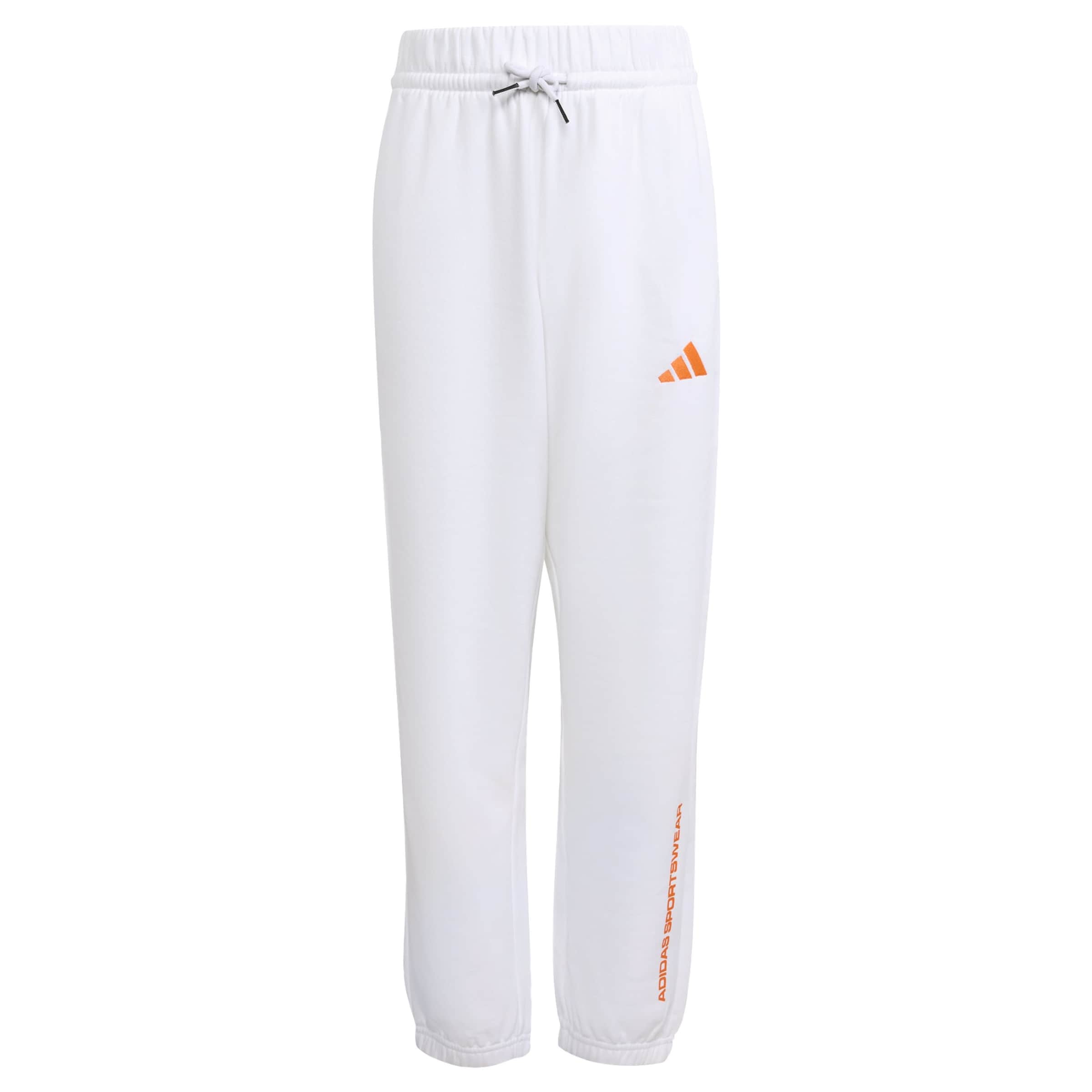 ADIDAS SPORTSWEAR - Tapered Pantalón deportivo 'adidas Slogan Fleece' en blanco