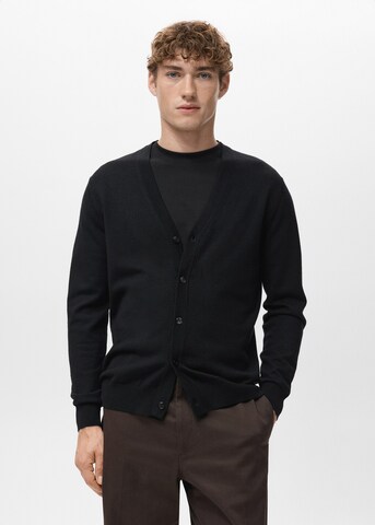 MANGO MAN Knit Cardigan 'Willyc' in Black: front