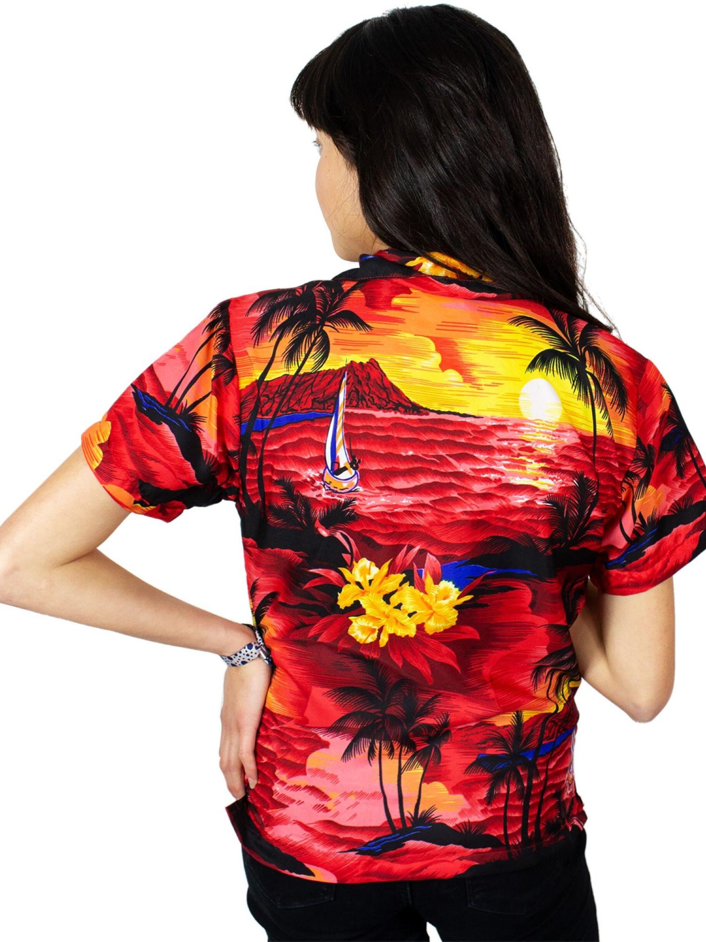 Camicia da donna 'Surf' di King Kameha in rosso