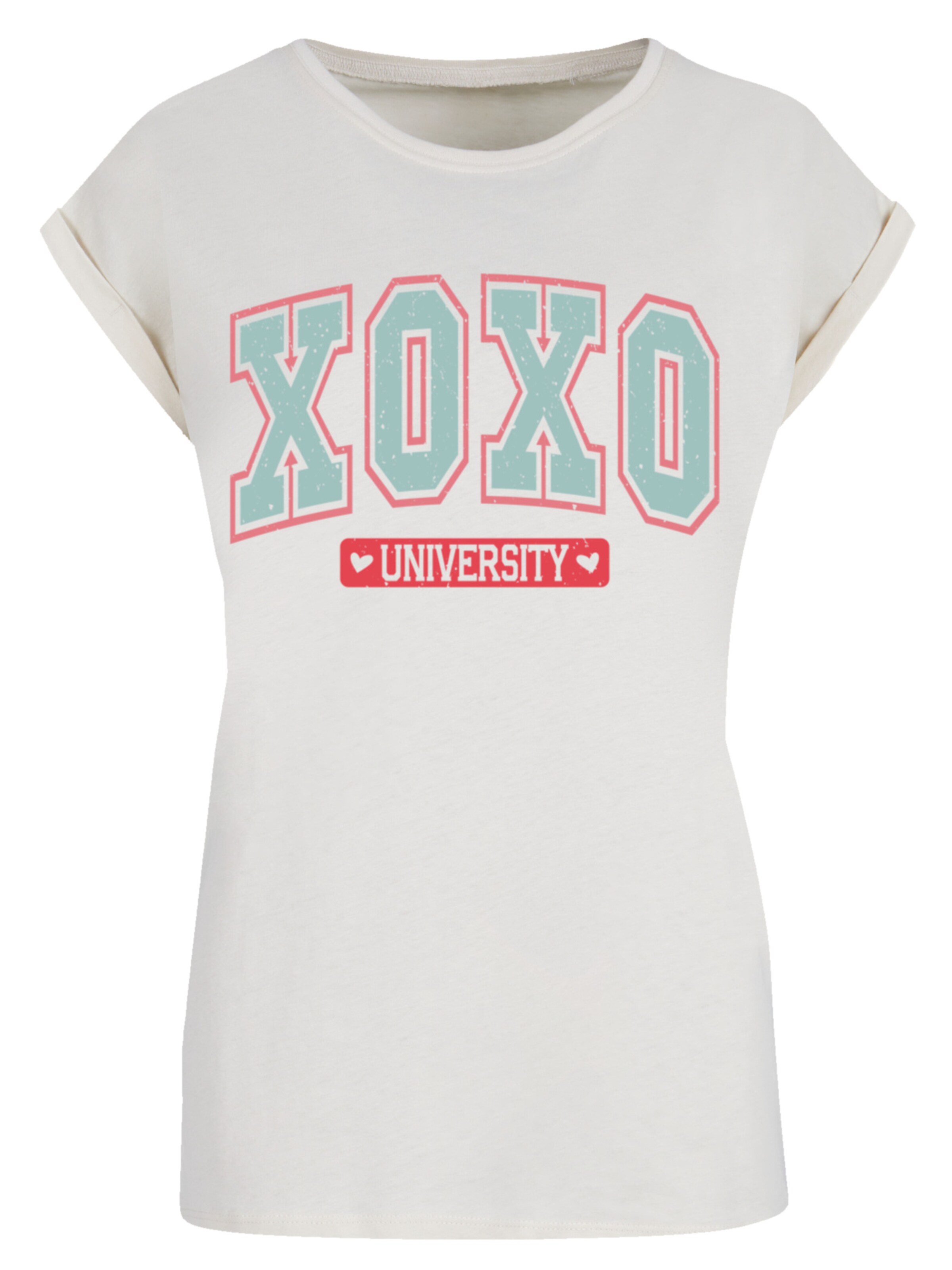 F4NT4STIC T-Shirt 'Xoxo University Valentinstag' in Beige: Vorderseite