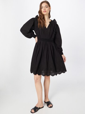 Robe-chemise 'Dobby' Flowers for Friends en noir : devant