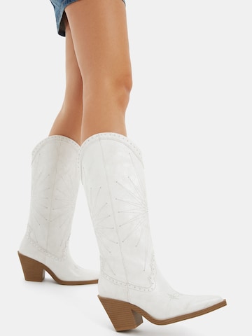 Bottes de cowboy Bershka en blanc