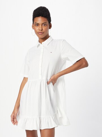 Tommy Jeans - Vestidos camiseiros 'POPLIN' em branco: frente