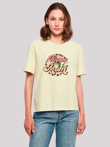 F4NT4STIC Shirt 'Mothers Day Floral Design Happy Mom Motherhood Appreciation' in Geel: voorkant