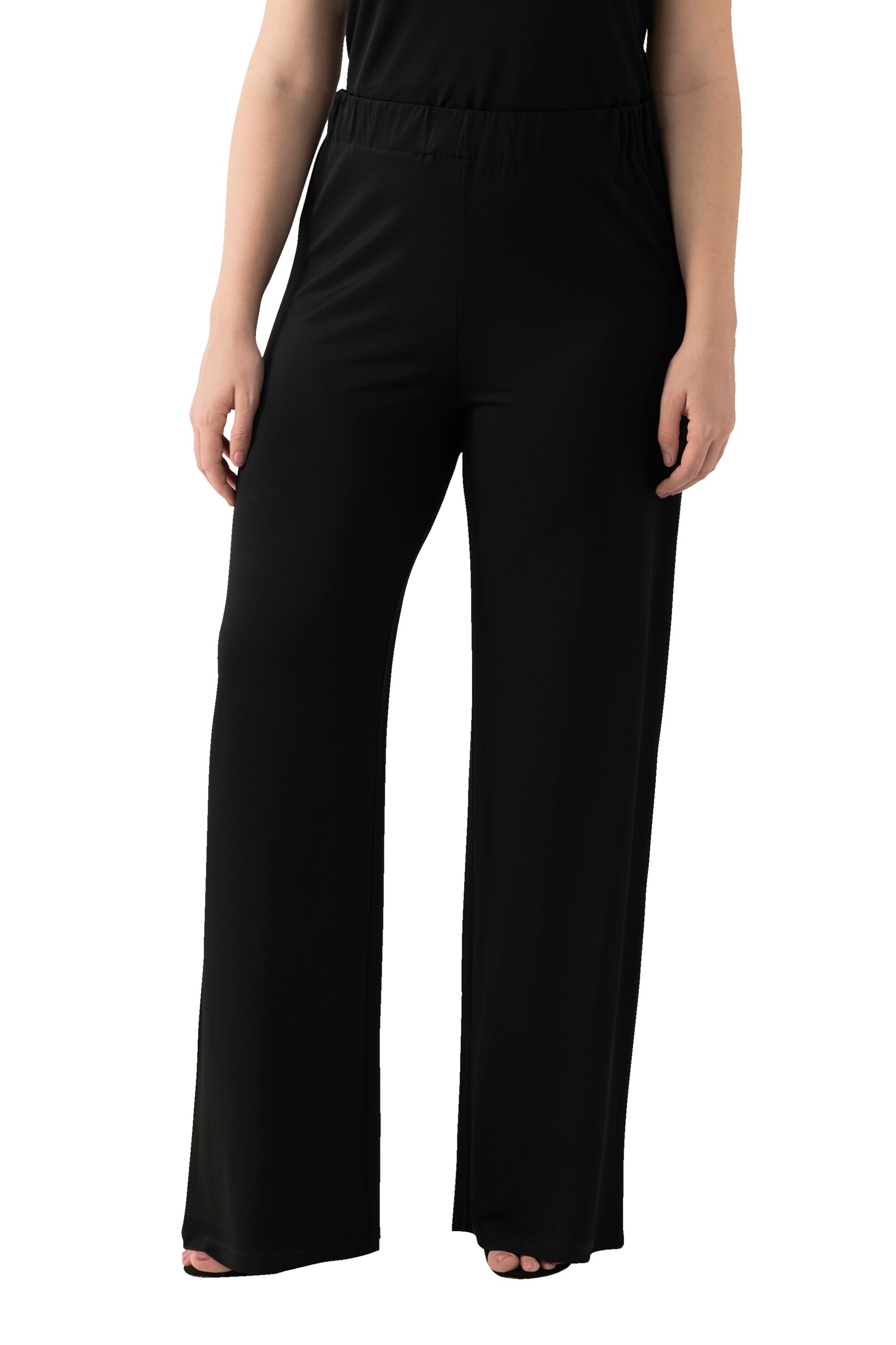 Ulla Popken Wide leg Trousers in Black: front
