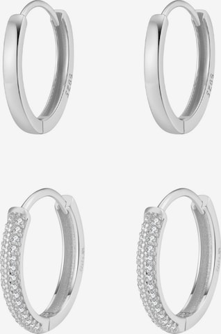 Hey Happiness - Pendientes 'Double Gemstone and Classic Band Hoop Set' en plata: frente