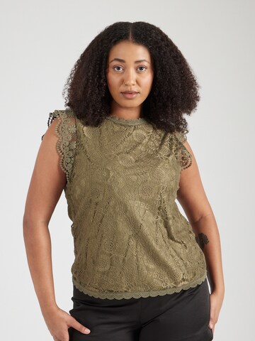 Camicia da donna 'PCOLLINE' di PIECES Curve in verde: frontale