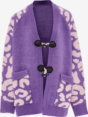 IMANE Knit Cardigan in Purple: front