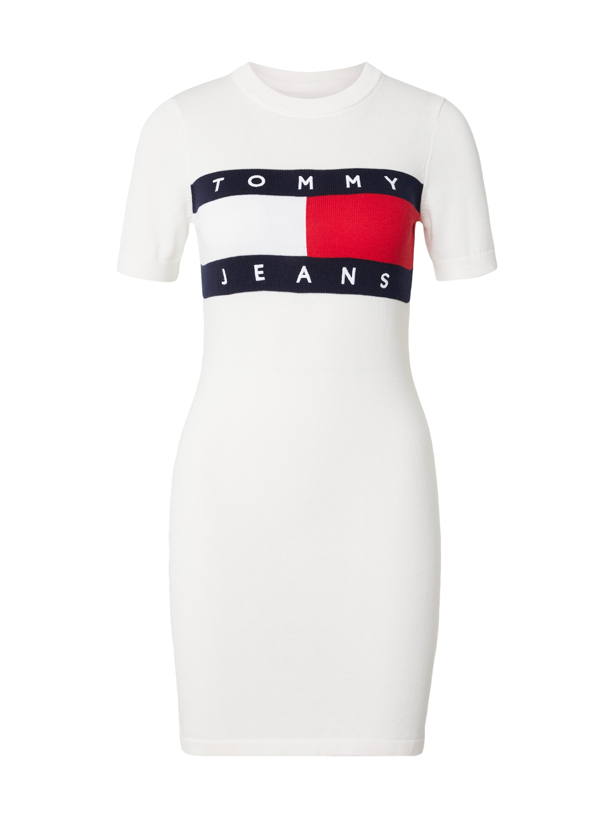 Tommy Jeans Stickad klänning i vit: framsida