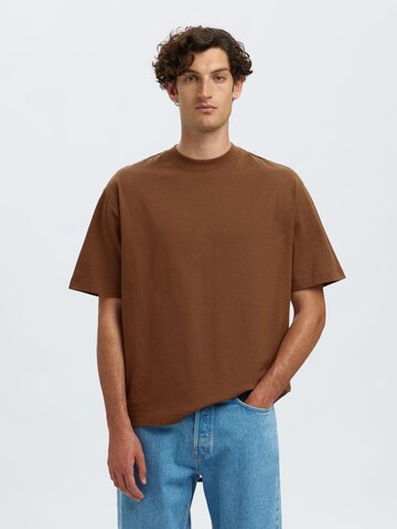 SELECTED Shirt in Brown: front
