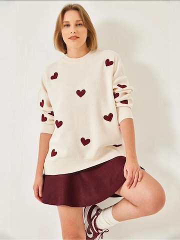 Bianco Lucci - Pullover oversized em bege: frente