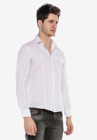 CIPO & BAXX Regular Fit Business Hemd DUKE mit Druckknöpfen in Weiß