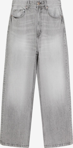 Baggy Jeans de la Bershka pe gri: față