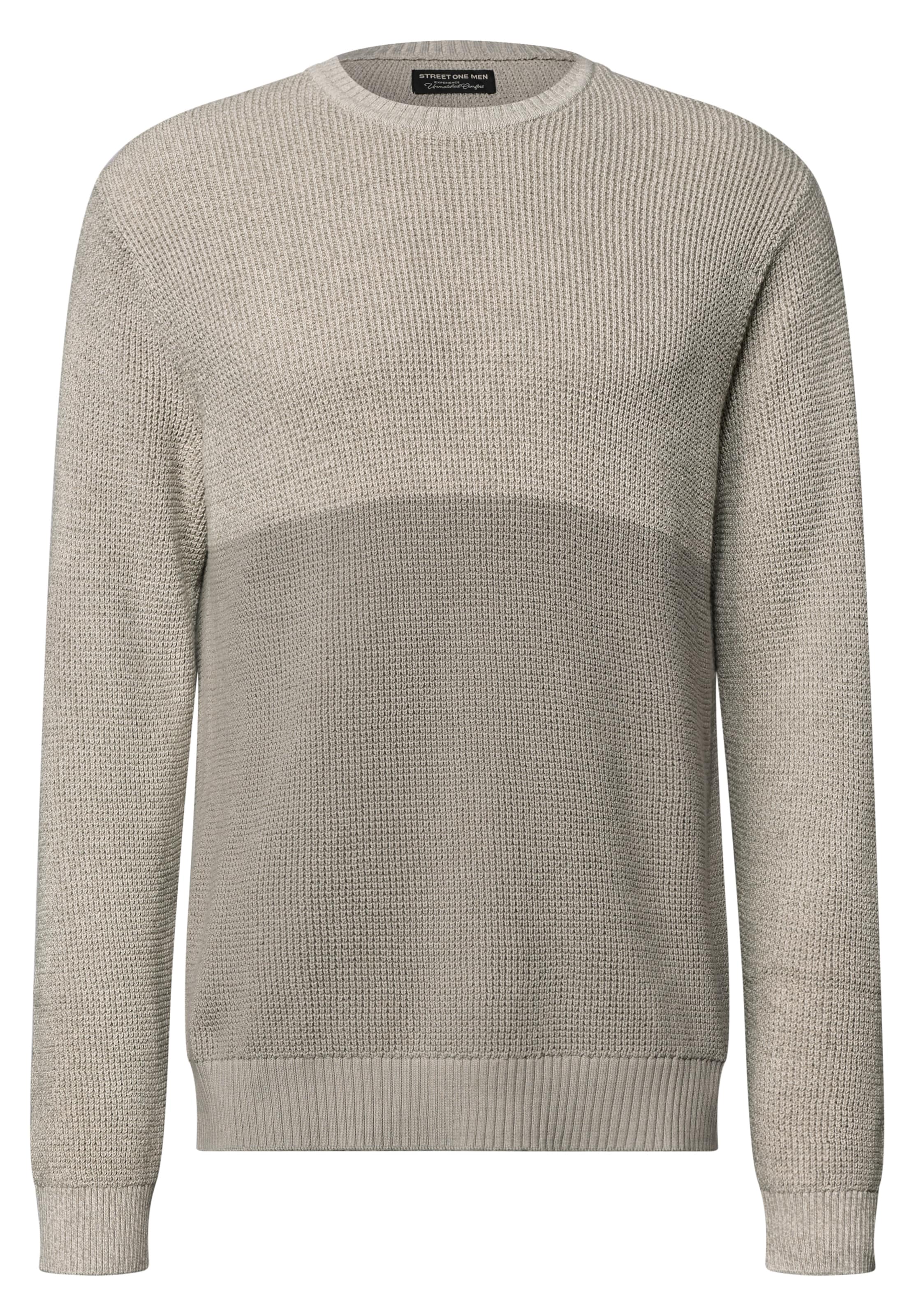 Street One MEN Pullover mit Rundhals und Moulinédetails in Beige: Vorderseite