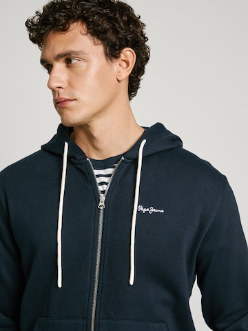 Pepe Jeans Zip-Up Hoodie 'ESSENTIAL' in Blue