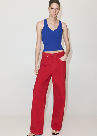 MANGO Gebreide top 'LANITA' in Blauw: voorkant