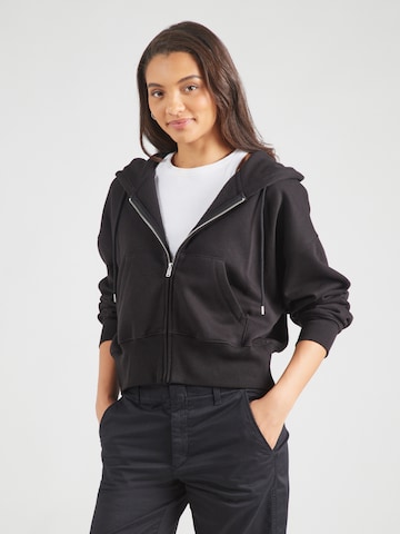 GAP Zip-Up Hoodie 'NEW ABBREV' in Black: front