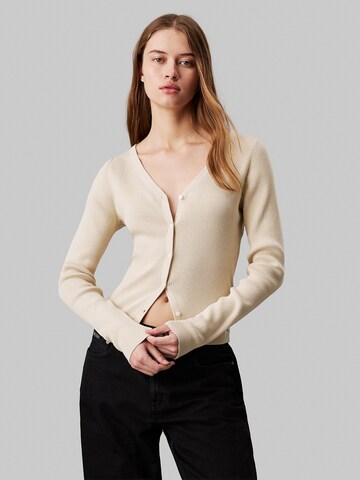 Calvin Klein Jeans Gebreid vest in Beige: voorkant