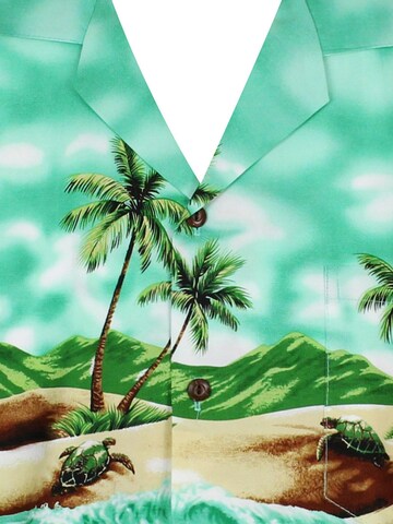 KY's Regular fit Button Up Shirt 'Turtle OLD' in Green