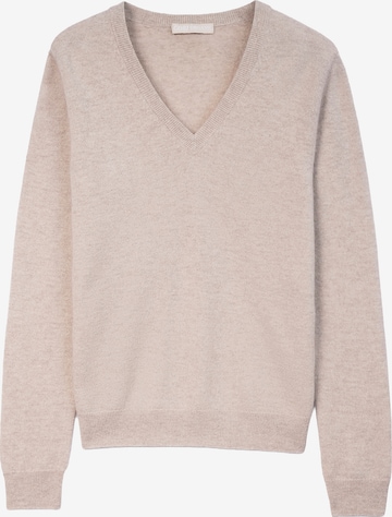 GOBI Cashmere Trui 'Women's Essential Cashmere V-Neck Sweater' in Wit: voorkant