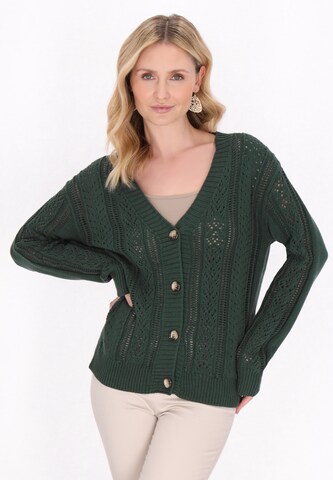 Usha Gebreid vest in Groen: voorkant