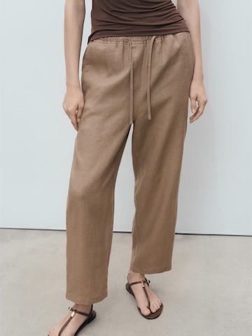 MANGO Loose fit Trousers in Brown: front