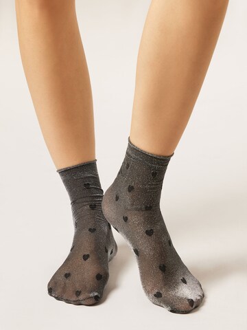 CALZEDONIA Socks 'GLITTER & HEARTS' in Black: front