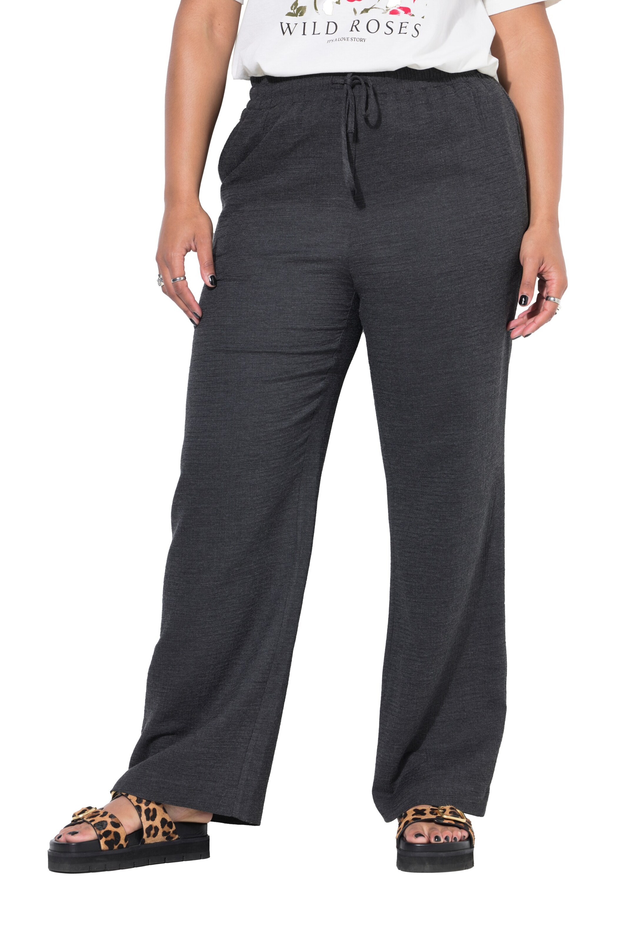 Studio Untold Wide Leg Hose in Grau: Vorderseite