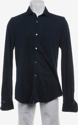 FEDELI Button Up Shirt in M-L in Blue: front