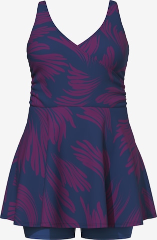 Ulla Popken Triangel Badpakjurk 'April' in Blauw: voorkant