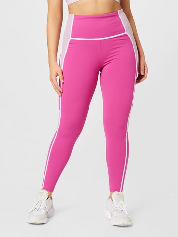 Reebok - Skinny Calças de desporto em rosa: frente