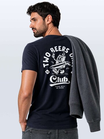 Neverless Shirt 'Two Beers only Backprint' in Blue