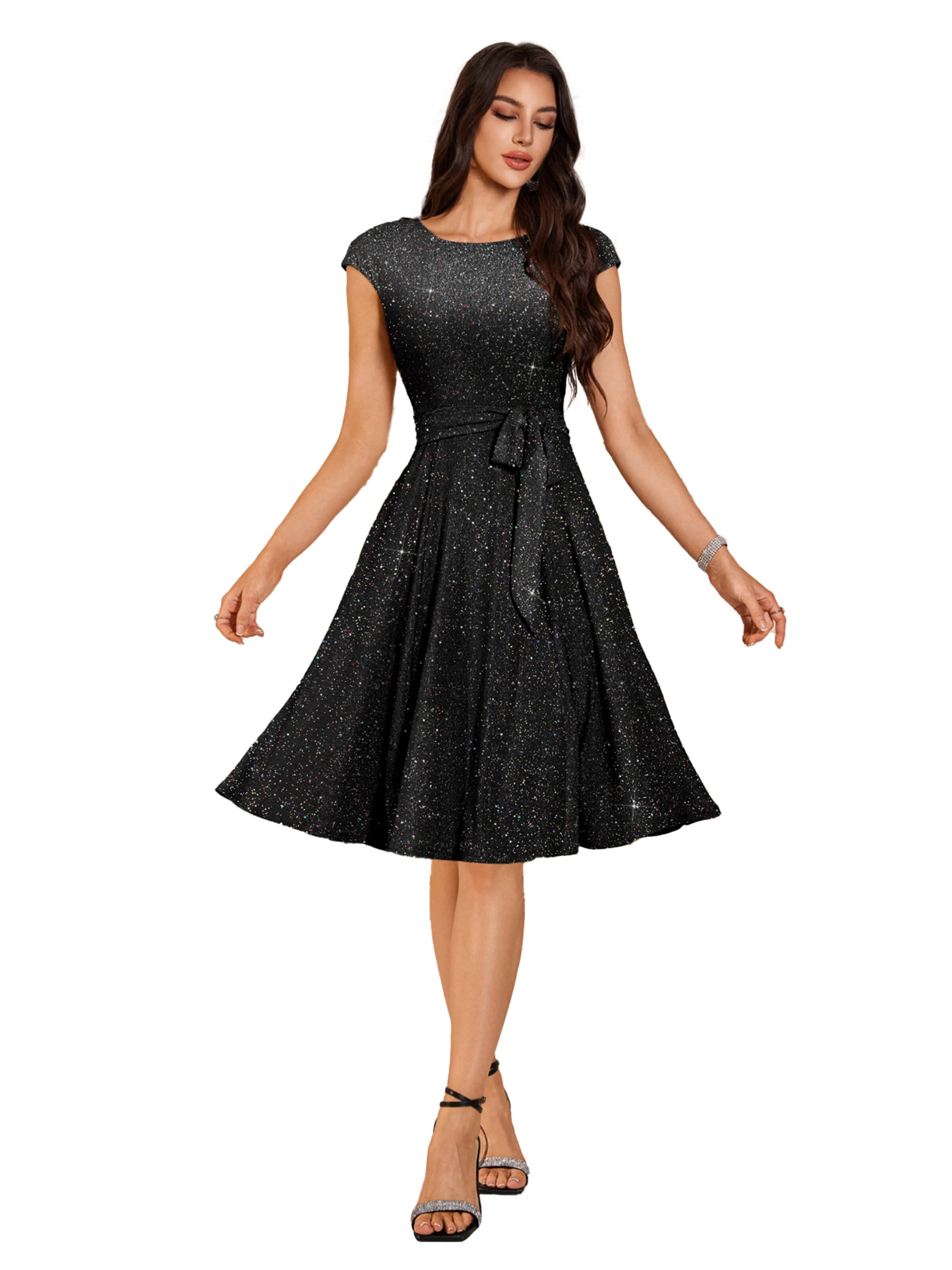 Zapaka Cocktail Dress in Black: front