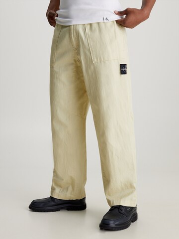 Calvin Klein Jeans Regular Bandplooibroek in Beige: voorkant