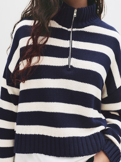 Pull&Bear Pull-over en marine / blanc cassé, Vue avec produit