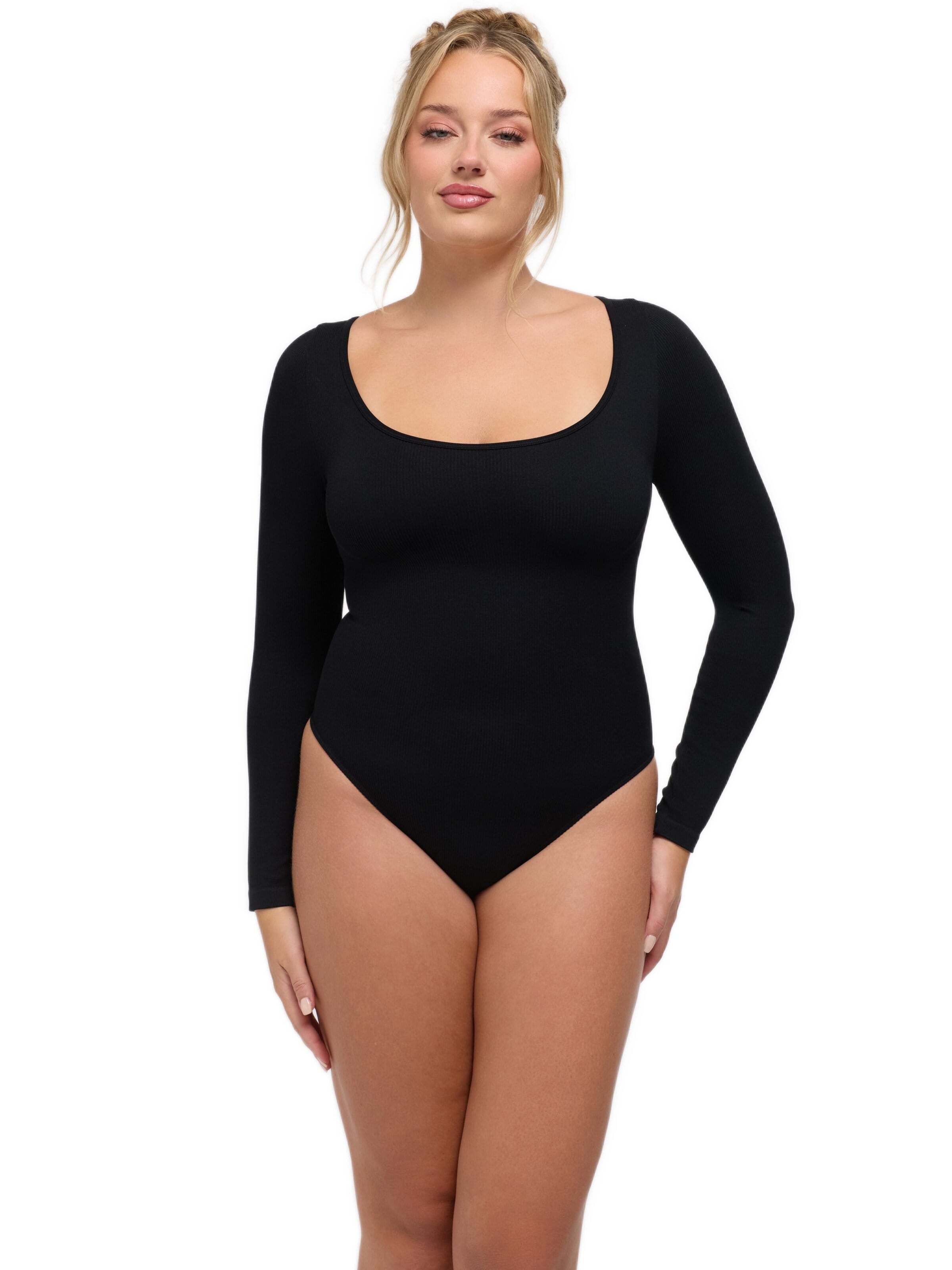 cfab Body 'Ribbed Longsleeve Sculpting Bodysuit with String'‌‌ in Schwarz