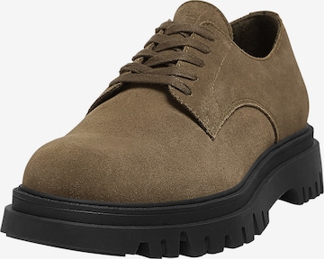 Pull&Bear Lace-Up Shoes in Green: front