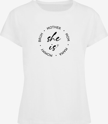 Merchcode T-Shirt 'Mothers Day - She is Box' in Weiß: predná strana
