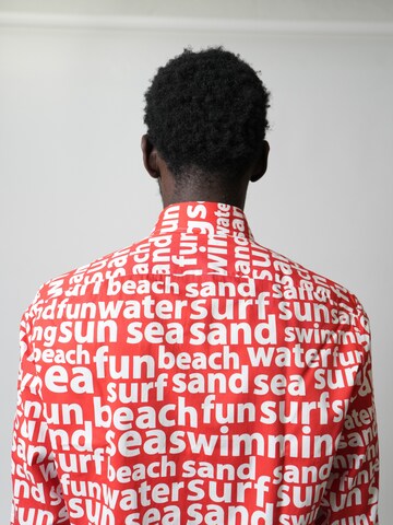 HENRIK Slim fit Button Up Shirt in Red