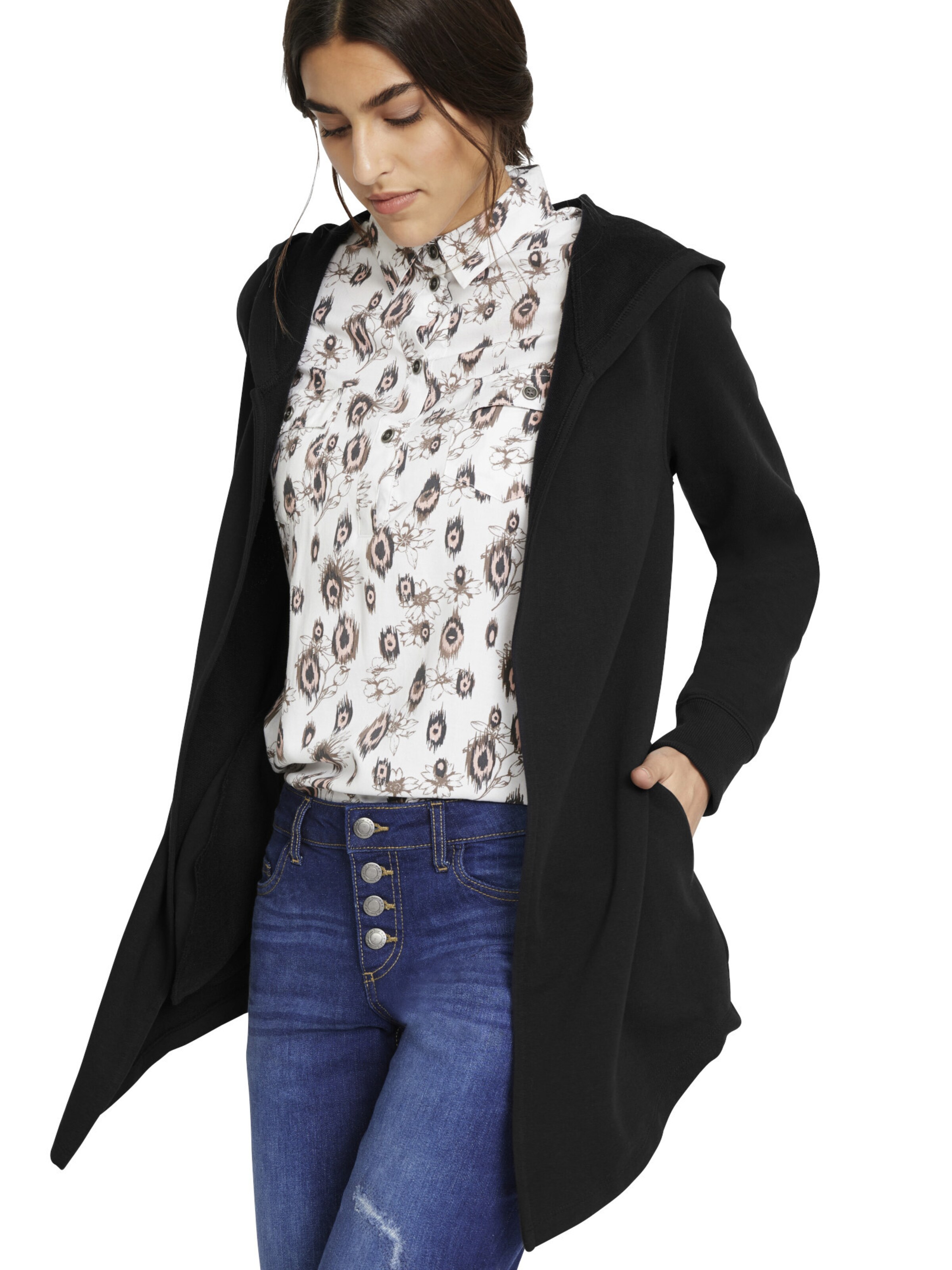 bonprix Sweatvest in Zwart: voorkant
