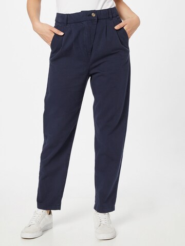 ESPRIT Regular Pleat-Front Pants in Blue: front