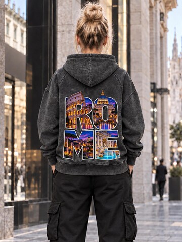 LUNØIR StudioSweater majica 'Rome City Lights – Neon' - crna boja